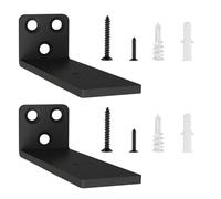 2 Piezas Escuadras Para Estanterias, Soporte Baldas Pared, Escuadras Metalicas Invisibles, Soporte Estantería Metal con Tornillossado para Fácil Montaje en Pared (10cm, Negro) 4in