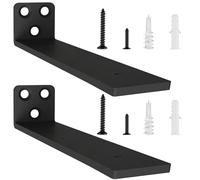 2 Piezas Escuadras Para Estanterias, Soporte Baldas Pared, Escuadras Metalicas Invisibles, Soporte Estantería Metal con Tornillossado para Fácil Montaje en Pared (25cm, Negro) 10in