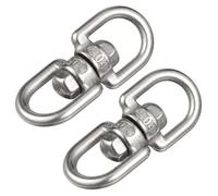 2 Piezas Eslabón Giratorio M4 de Acero Inoxidable Plata | Clip Doble, Rotación 360 Grados y Doble Ojo, para Cestas Colgantes y Luces de Cuerda