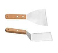 2 Piezas Espatula Cocina Con Mango De Madera Espatula Cocina Acero Inoxidable Resistente Al Calor Resistente Al óXido EspáTula Acero Inoxidable Para Asar, Hacer Hamburguesas, FreíR Y Cocinar