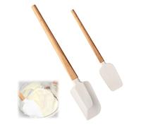 2 Piezas Espátulas Silicona Cocina, Lenguetas Silicona con Mango de Madera, Resistente al Calor y Antiadherente Silicone Jam Spreader Spatula, Adecuado para Masa, Cocinar, Hornear, Mezclar Mermelada