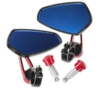 2 Piezas Espejo Retrovisor Aleación Aluminio, Vintage | Estilo Clásico Retro, Visión Ampliada para Cambios de Carril, Azul y Rojo, Uso Urbano y Rutas de Fin