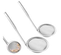 2 Piezas Espumadera Calada Fina, 34,5cm/29cm Espumadera Acero Inoxidable con Colador, Colador de Alimentos para Cocina para Residuos Filtración y Desgrasar los Caldos