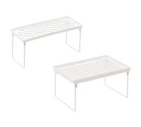 2 Piezas Estante de Hierro de Almacenamiento Estantería Extensible | Blanco, Separación Amplia y Superficie Curva Suave, Material Engrosado, Diseño Simple y Estable para Escritorio