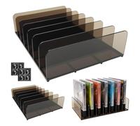 2 Piezas Estante para CD de PS Gris Transparente Exhibidor para DVD/Blu-ray Organizador Vertical con Múltiples Compartimentos Almacenamiento para Videojuegos, Libros, Cosméticos Estante de Escritorio