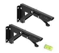 2 Piezas Estante Plegable Pesado, Bisagras Mesa Plegable Inoxidable, 200mm Soporte Estantería Plegable con Spirit Level, Ahorrar Espacio,Escuadras Abatibles para Escritorio Triangular, Banco y Mesa
