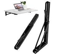 2 Piezas Estante Plegable Pesado, Soporte Estantería Plegable 300mm, Soporte Plegable para Pared, Hierro Negro Con Una Carga Útil 50 kg, para El Hogar, Cocina, Oficina, Mesa, Pared