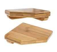 2 Piezas Estantería de Esquina de Bambú Montada en Pared para Baño | Diseño Triangular, Montaje sin Taladro, Estilo Rústico Moderno, Organización de Cocina y Entrada