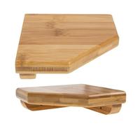 2 Piezas Estantería de Esquina Flotante de Bambú, Montada en Pared | Diseño Triangular Khaki, Montaje sin Taladro, para Rincones, Cocinas y Guarderías