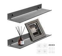 2 Piezas Estanterias Pared de Alluminio, Baldas Pared sin Agujeros, Baldas Flotantes Pareds Modernidad Estante de Pareds Flotante para Baño, Sala de Estar, Dormitorio, Cocina, Oficina (Gris, 30CM