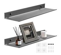 2 Piezas Estanterias Pared de Alluminio, Baldas Pared sin Agujeros, Baldas Flotantes Pareds Modernidad Estante de Pareds Flotante para Baño, Sala de Estar, Dormitorio, Cocina, Oficina (Gris, 30CM
