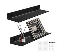 2 Piezas Estanterias Pared de Alluminio, Baldas Pared sin Agujeros, Baldas Flotantes Pareds Modernidad Estante de Pareds Flotante para Baño, Sala de Estar, Dormitorio, Cocina, Oficina (Negro, 30CM