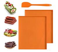 2 Piezas Estera para Pastel de Rollo Suizo, 25 X 30 cm Bandeja Hornear Silicona con Espátula, Sin BPA Esteras Deshidratadoras con Borde para Hornear Cueros de Fruta, Rollos de Tarta, Frutas
