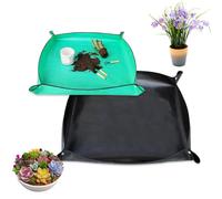 2 Piezas Estera Plegable para Jardinería, Impermeable Plantación Mat, Estera de Trasplante de Plantas, Tapete Portátil para Jardín para Suculentas Cuidado de Plantas (100x100cm Negro/ 66x66cm Verde)