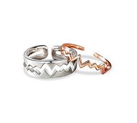 2 piezas estilo simple pareja latido del corazón anillo abierto moda anillo a juego anillo de promesa romántica joyería regalo de San Valentín