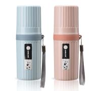 2 Piezas Estuche Cepillo Dientes Viaje, Almacenamiento Portátil de Pasta de Dientes, Funda Cepillo Dientes y Pasta Impermeable, Ideal para Viaje de Negocios, Escuela, Hogar y Camping (Rosa + Azul)
