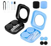 2 Piezas Estuche de Lentillas, Portalentillas, Cajas Lentes de Contacto, Funda para Lentes de Contacto, Porta Cajas de Lentillas Con Espejo, Porta Lentes de Contacto de Viaje, para Viajes a Domicilio