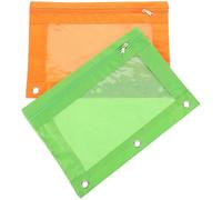 2 Piezas Estuche para Lápices de Carpeta de 3 Anillas, Oxford B5 | Aleación Metálica, Cierre Cremallera, para Archivos y Sellos, Reunión y Organización de Notas