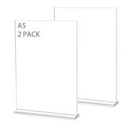 2 Piezas Expositor Metacrilato Transparente A5, Soporte para Cartel, Porta Precios Transparente, Soporte para Letreros en Mesa de Acrílico A5, Forma de L Inclinado A5 Póster de Menú para Porta (T)