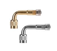 2 Piezas Extensión de Válvula de 90 Grados, Adaptador de Válvula Angular, Extensión de Válvula de Neumático, 90 Grados Adaptador de Angulo Recto, Para Coche, Moto, Bicicleta o Scooter (Oro y Plata)