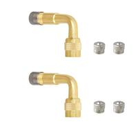 2 Piezas Extensor de Válvula de Coche, Adaptador de Válvula de ángulo de 90 Grados con 2 Tapones de Válvula, Extensor de Cobre de Válvula de NeumáTico de Goma para Coche/Motocicleta/Scooter