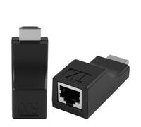 2 Piezas Extensor HDMI RJ45 sin Alimentación, Adaptador HDMI RJ45 1080p Extender Full HD Hasta 30 m, Extensor de Red Mediante Cable Red Cat6 8 Hilos Cobre, con Transmisor y Receptor Plug and Play