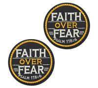 2 piezas Faith Over Fear Salmo 118.6 Parche de bordado con gancho y lazo de nailon táctico parche apliques de conjuntos bíblicos accesorios para disfraz para chaqueta, chaleco, ropa, sombrero