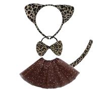 2 Piezas Falda de Tul para Niña + Diadema Tutu de Lentejuelas con Estrellas Princesa Ballet Tutus Brillar Danza Capas Corta Minifalda Falda Ballet para Danza Rendimiento Ballet (Coffee, 3-12 Years)