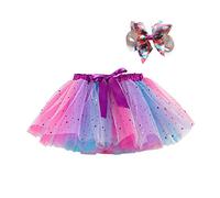 2 Piezas Falda de Tutú, Falda de Tul con Paneles de Color Arcoíris, Faldas de Tul para Niña, Faldas Tutu Arcoiris en Capas, Vestido Corto de Baile Princesa, para Navideña de Halloween, Fiestas