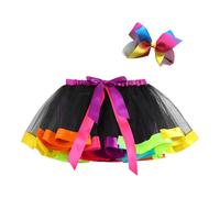 2 Piezas Falda de Tutú, Faldas Tutu Arcoiris en Capas, Falda de Tul con Paneles de Color Arcoíris, Faldas de Tul para Niña, Vestido Corto de Baile Princesa, para Navideña de Halloween, Fiestas