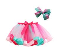 2 Piezas Falda de Tutú, Faldas Tutu Arcoiris en Capas, Falda de Tul con Paneles de Color Arcoíris, Faldas de Tul para Niña, Vestido Corto de Baile Princesa, para Navideña de Halloween, Fiestas