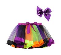 2 Piezas Falda de Tutú, Faldas Tutu Arcoiris en Capas, Falda de Tul con Paneles de Color Arcoíris, Faldas de Tul para Niña, Vestido Corto de Baile Princesa, para Navideña de Halloween, Fiestas