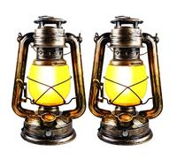 2 Piezas Farolillos Exterior, Led Lantern Vintage, Farolillos Solares Exterior, Lampara Jardin Exterior Recargable, Lámpara De Camping Con Efecto Llama, Para Jardín, Terraza