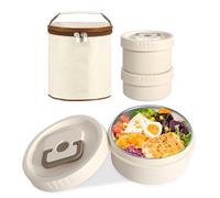 2 Piezas Fiambrera Acero Inoxidable Redonda Lonchera a Prueba de Fugas Cajas de Preparación de Comidas con Bolsa de Almacenamiento Caja de Refrigerios para Refrigerios Frutas Cereales Especias