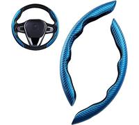 2 Piezas Fibra De Carbón Funda Volante Coche para Audi A6Saloon（ MK C6） A6 SaloonC7 A6Saloon C8 A6 WagonC7,Cubierta del Volante del Coche Segmentado Antideslizante,C-Blue