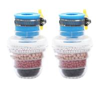 2 Piezas Filtro de Agua del Grifo Redondo Anillo, 6 Capas y Carbón | Azul, PP y Carbón Activado, para Diámetros de 15 a 32mm, Uso en Cocina y Vivienda