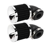 2 Piezas Filtro de Aire Para Motocicleta, Limpiador para Admisión de Aire con Curva En ángulo de 90° para Boquilla de Carburador de 28-48mm, Ciclomotor, Scooter, ATV, Moto de Cross(Negro)