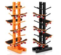 2 Piezas Finger Skateboard Expositor Storage, Tiene Capacidad para 10 patinetas de Dedo, Organizador de colección de diapasones, Compatible con Tech Deck (1 Negro + 1 Blanco)