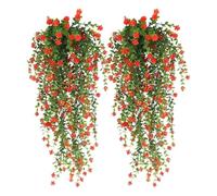 2 Piezas Flores Artificiales Colgantes, 76cm Flores Artificiales Decoracion Exteriores, Planta Colgante Artificial, Hojas Artificiale Decoracion Colgante, Para Interiores Y Exteriores, 76,2x25x15cm