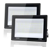 2 Piezas Focos LED Exterior 100W, Tkdaksy 1M Cable Blanco Frío 6500K Proyector LED Exterior, Resistente al Agua IP66 Foco Proyector LED, 10000LM para Terrazas, Patios, Cuadrado, Parques, Garajes, Fábr