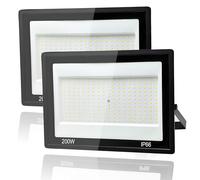 2 Piezas Focos LED Exterior 200W, Tkdaksy 1M Cable Blanco Frío 6500K Proyector LED Exterior, Resistente al Agua IP66 Foco Proyector LED, 20000LM para Terrazas, Patios, Cuadrado, Parques, Garajes, Fábr