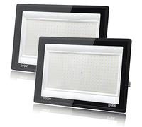 2 Piezas Focos LED Exterior 300W, Tkdaksy 1M Cable Blanco Frío 6500K Proyector LED Exterior, Resistente al Agua IP66 Foco Proyector LED, 30000LM para Terrazas, Patios, Cuadrado, Parques, Garajes, Fábr
