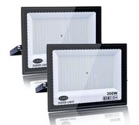 2 Piezas Focos LED Exterior 300W, Tkdaksy 1M Cable Blanco Frío 6500K Proyector LED Exterior, Resistente al Agua IP66 Foco Proyector LED, 20000LM para Terrazas, Patios, Balcones, Parques, Garajes, Fábr