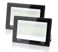 2 Piezas Focos LED Exterior 50W, Tkdaksy 1M Cable Blanco Frío 6500K Proyector LED Exterior, Resistente al Agua IP66 Foco Proyector LED, 5000LM para Terrazas, Patios, Cuadrado, Parques, Garajes, Fábric