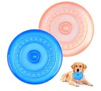 2 Piezas Frisbee Perro, 18.5 cm Perros interactivos Frisbee, Disco Volador de Caucho Natural, Juguete de Disco Volador para Perro, para Entrenamiento del Dog, lanzar, atrapar y Jugar (Azul+Naranja)