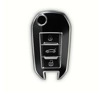 2 Piezas,Funda de Llave de Coche TPU para Peu-geot 2008/3008/208/308/508/Rifter, Citroen Cactus/Berlingo/Picasso/Xsara/Jumpy/C3/C4 - Funda Protectora Negro-Plata