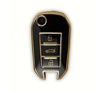 2 Piezas,Funda de Llave de Coche TPU para Peu-geot 2008/3008/208/308/508/Rifter, Citroen Cactus/Berlingo/Picasso/Xsara/Jumpy/C3/C4 - Funda Protectora Negro-Oro