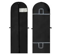 2 Piezas Funda de Ropa Larga 180×60cm, Fundas de Ropa Armario Plegable con Cremalleras, Duradera y Antipolvo para Vestidos Abrigos Negro