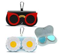 2 piezas Funda para Gafas, Fundas de Gafas Suave PU Cuero Suaves Estuche Gafas Bolsa Gafas Sol Bolsa de Almacenamiento Gafas Estuche para Colgar Gafas Bolsa Gafas Multifuncional Para Hombre Mujer