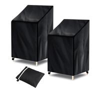 2 Piezas Funda para Sillas Apilables de Jardín,Funda Sillas Exterior Impermeable 210D Oxford Resistente Anti-Viento Anti-UV Cubre Sillas Terraza,70x75x120/85 cm (2 Piezas)